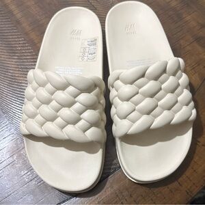 H&M Off-White Braided Slide Sandals